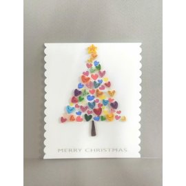 Quilling card - Christmas tree - colorful heart