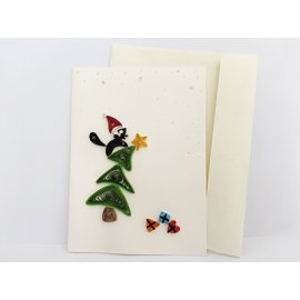 Quilling card with slanted Christmas tree design