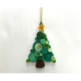 Paper quilling Christmas tree, green tone