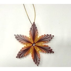 Paper quilling snowflake leave design, red orange yellow color