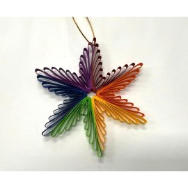 Paper quilling rainbow snowflake, leave design