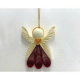 Paper quilling red angel flying