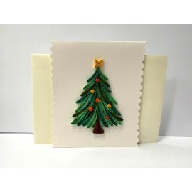 Paper quilling card Christmas tree in 3 colored green