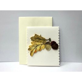Paper quilling card - fall leaf and Acorn