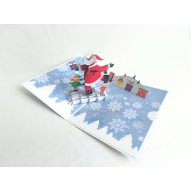 Color paper card cutting 3D Santa Claus inside