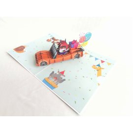 Color paper card cutting 3D Happy Birthday inside