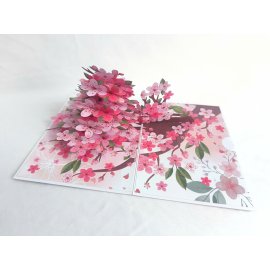 Color paper card cutting peach blossom inside