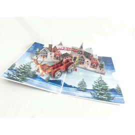 Color paper card cutting 3D Merry Christmas inside