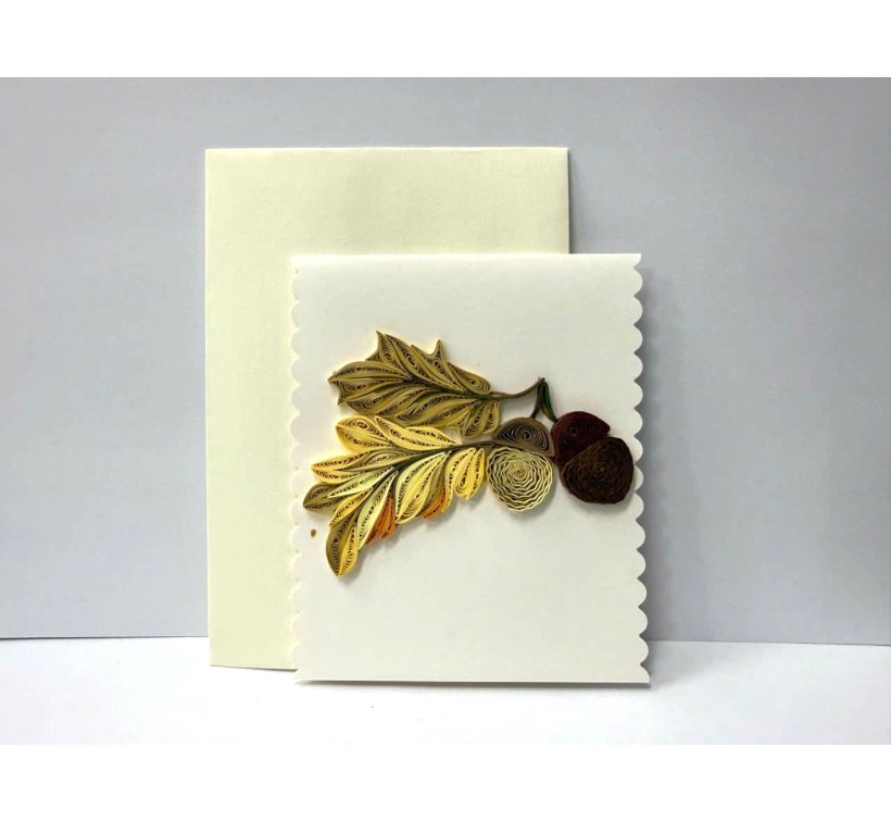 Paper quilling card - fall leaf and Acorn