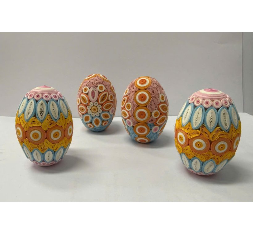 Set of 4 paper quilling Pastel Spring flower eggs